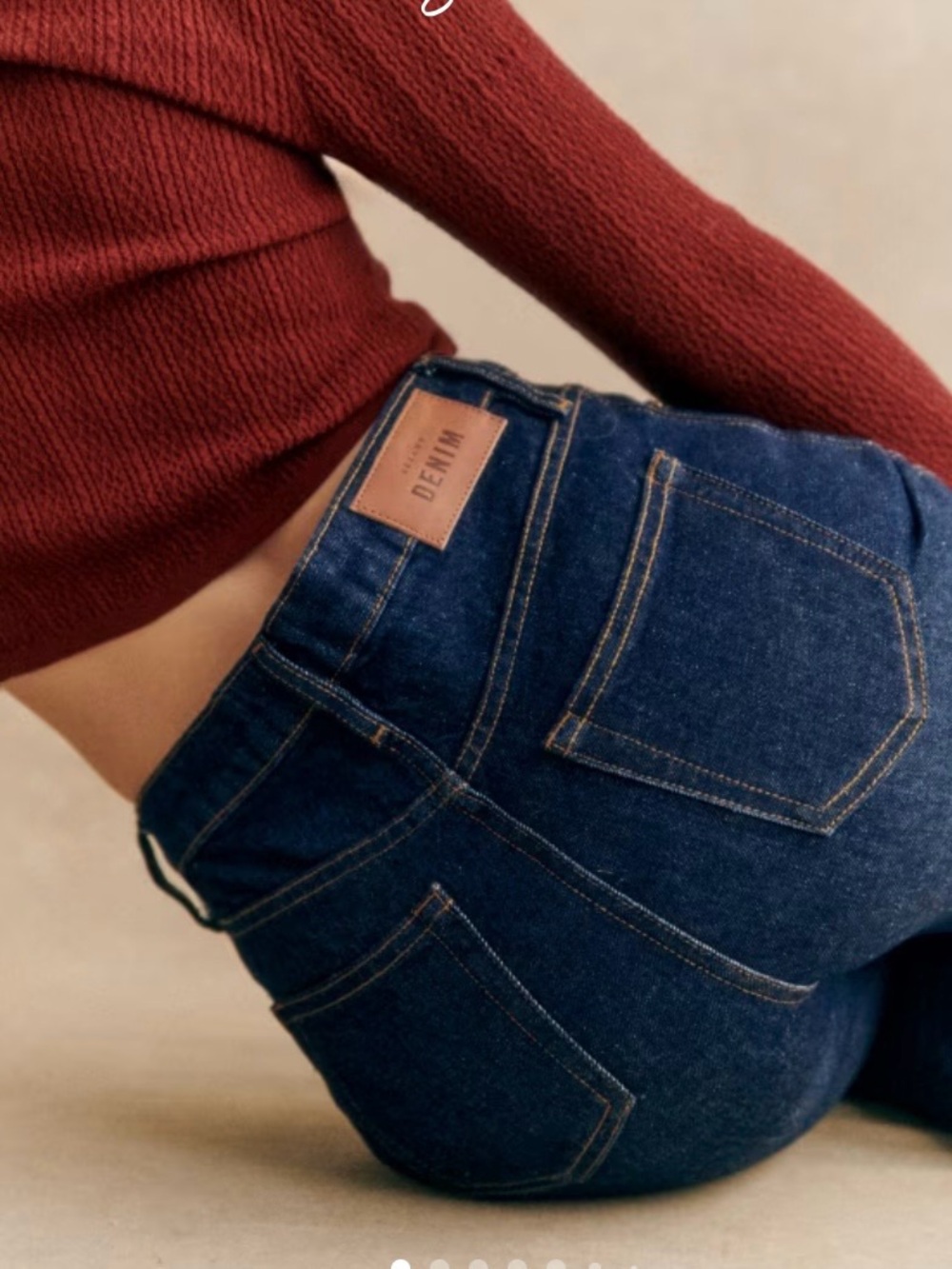 Sezane Le Brut Jeans Streight Leg 100% Organic Cotton Indigo Boye size 27
